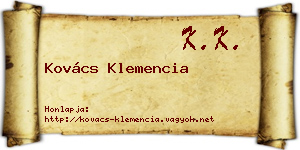 Kovács Klemencia névjegykártya